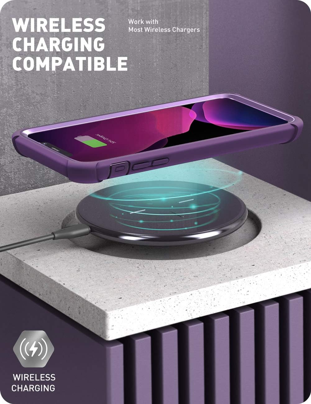 i-Blason Ares Case for iPhone 11 6.1 inch (2019 Release), Dual Layer Rugged Clear Bumper Case with Built-in Screen Protector (Purple) : Cell Phones & Accessories