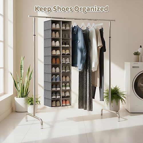 Miniatura 2 de Heavy-Duty Hanging Shoe Organizer for Closet, 20 Wider Sections Closet Shoe Storage Rack, Sturdy Shoe Shelves Holder for Shoes Clothes Jeans Shirts