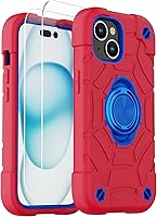 Vista 45 de KCJ Funda para iPhone SE 2022/2020, iPhone 8/7/6/6S, con [2×Protectores de Pantalla][Soporte de Anillo] Silicona Suave+PC Duro Protección Completa