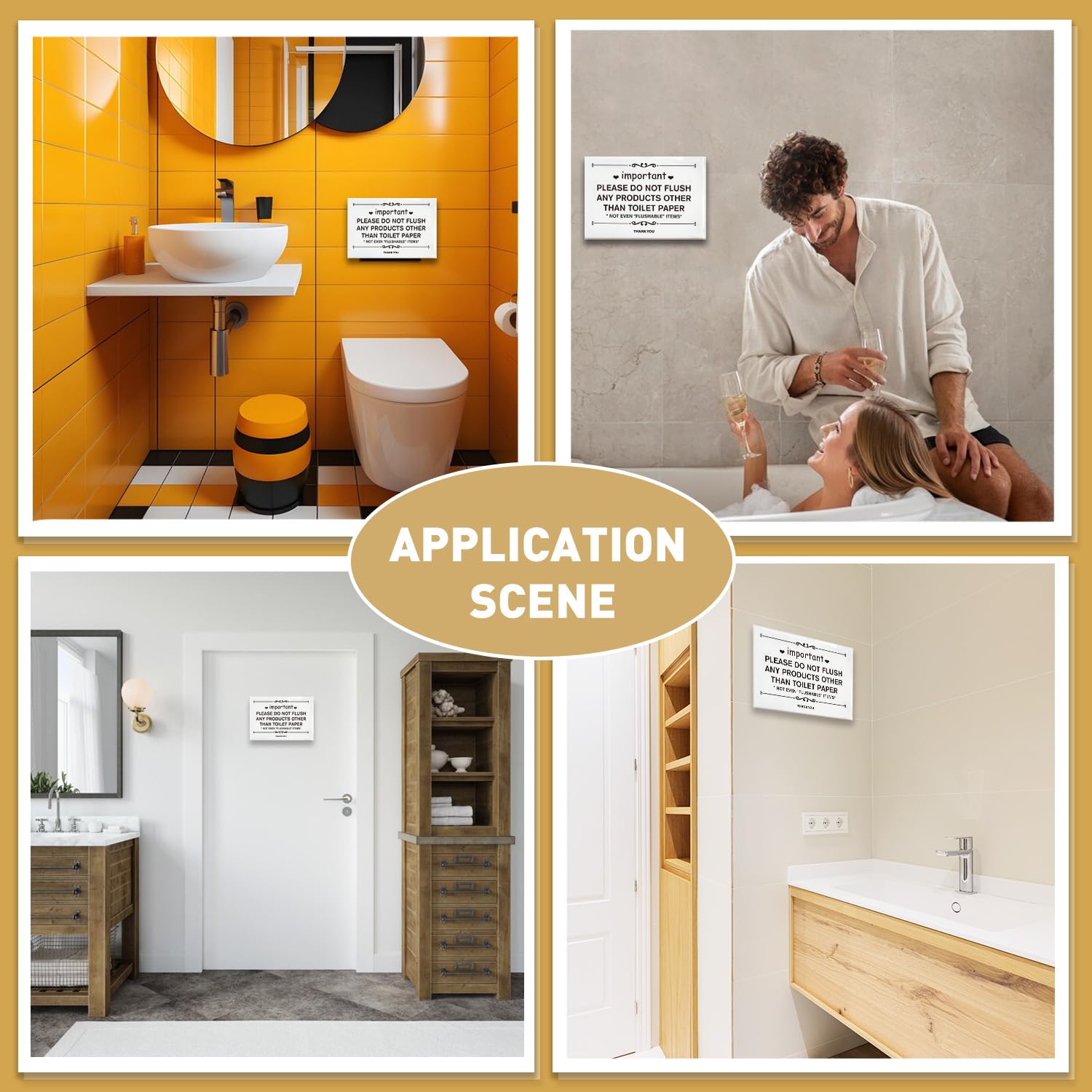 PLIGREAT Non Sciacquare Regole Segno Bagno Acrilico Segnaletica, Sciacquone Carta Igienica Porta Decorazione Della Parete, Casa Fattoria Bagno Citazione Segno per Businesse Ufficio Toilette Home Decor