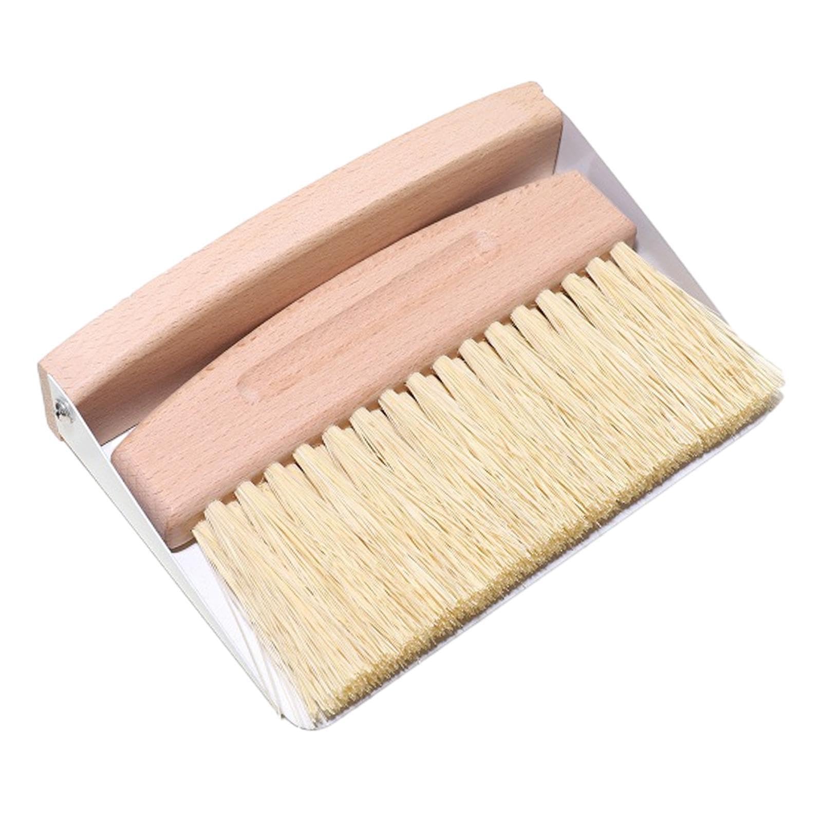 PIXZCSA Mini Handy Dust Cleaning Tool Desktop Broom And Dustpan Set Household Needs And Craft Class Efficiency Household Versatile Cleaning Tool , white sisal bristles , 15.5x10.5x4cm