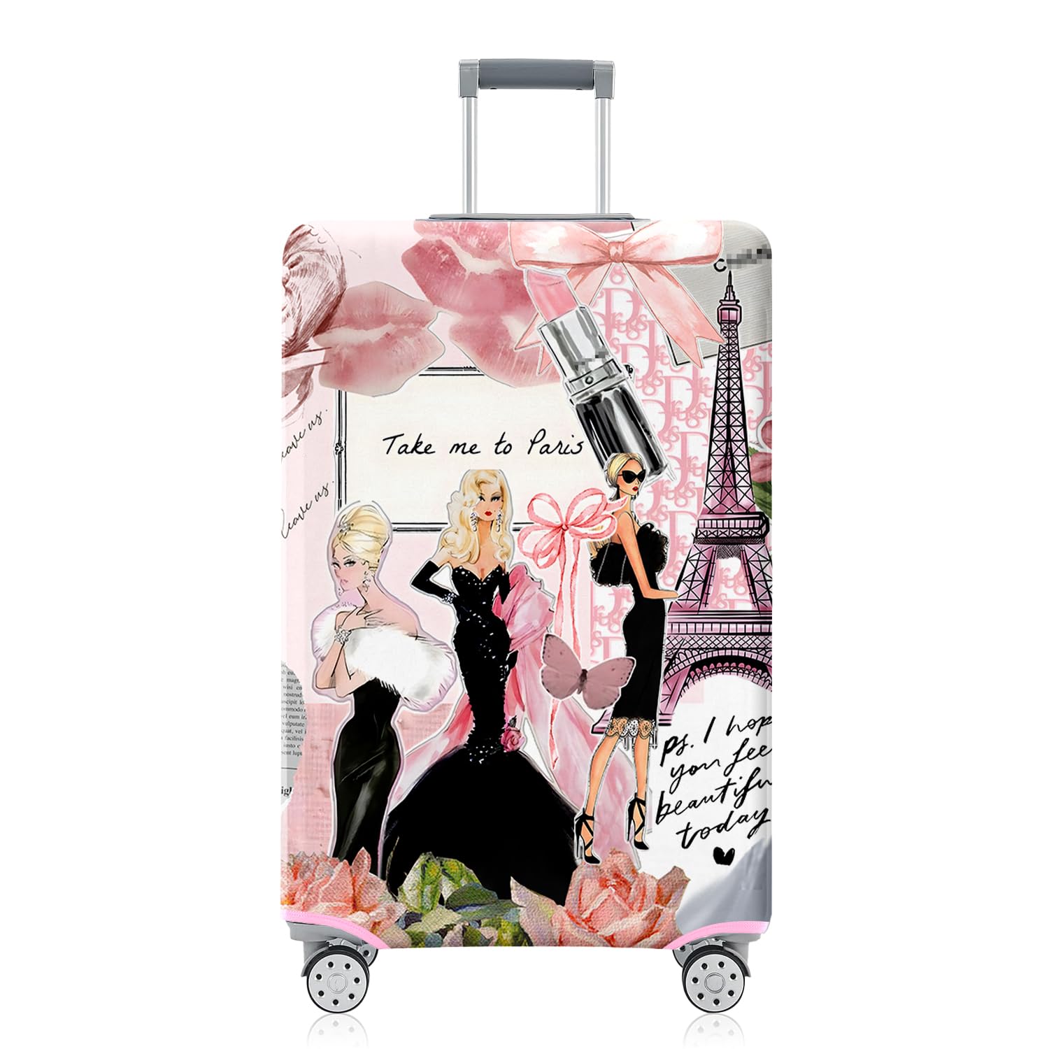 Vehcimbev Street Fashion Girl Travel Luggage Cover Take Me to Paris Travel Suitcase Cover Anti-scratch Suitcase cover Fits 22-24 Inch Luggage Cover
