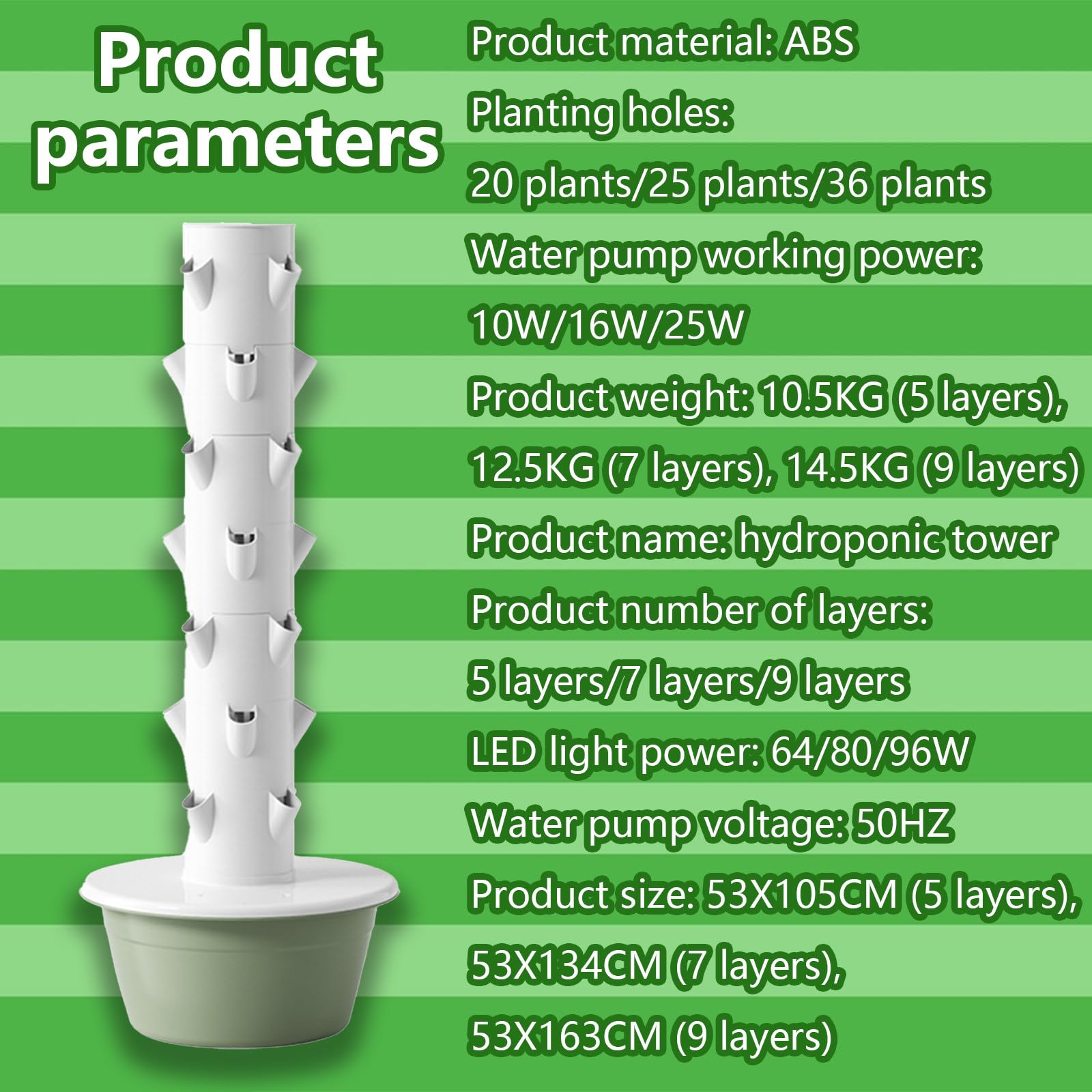 Hydroponics Tower Garden Hydroponic Growing System Aeroponics Growing Kit Für Kräuter, Obst UND Gemüse MIT Hydratationspumpe, Adapter, Timer Für Kräuter, Obst UND Gemüse,black-9-Layers