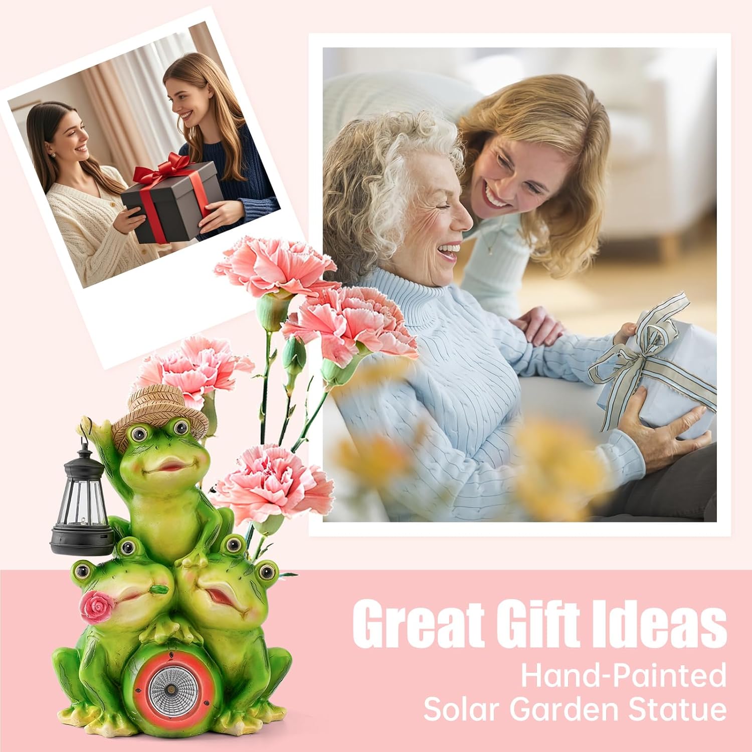 Solar Frog Family Garden Statue Figurines with Lantern & LED Light – Cute Solar Yard Decor for Lawn, Patio & Outdoor Pathway(Family Frogs) - Image 8