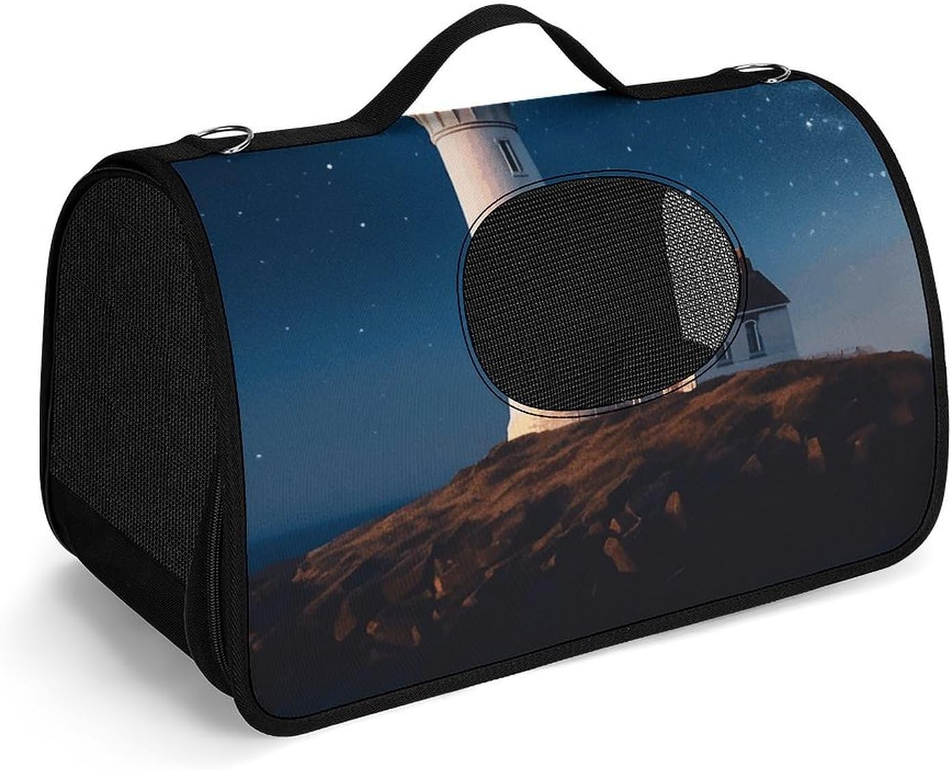 Pet Handbags, Lighthouse Under Starry Printed Pet Handbags,folding Pet Bags,new Pet Handbags,universal Pet Handbags, 45X26X23.5cm