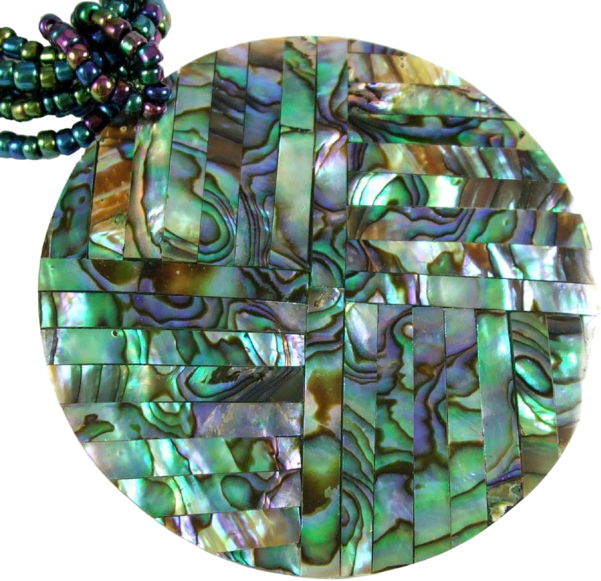 Mosaic Natural Paua Abalone Necklace Handmade Seashell Necklace Jewelry for Women BA179