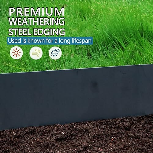 Miniatura 3 de Bordes de acero para césped, bordes metálicos para jardines, borde de jardín flexible, borde de acero galvanizado flexible, borde de metal para