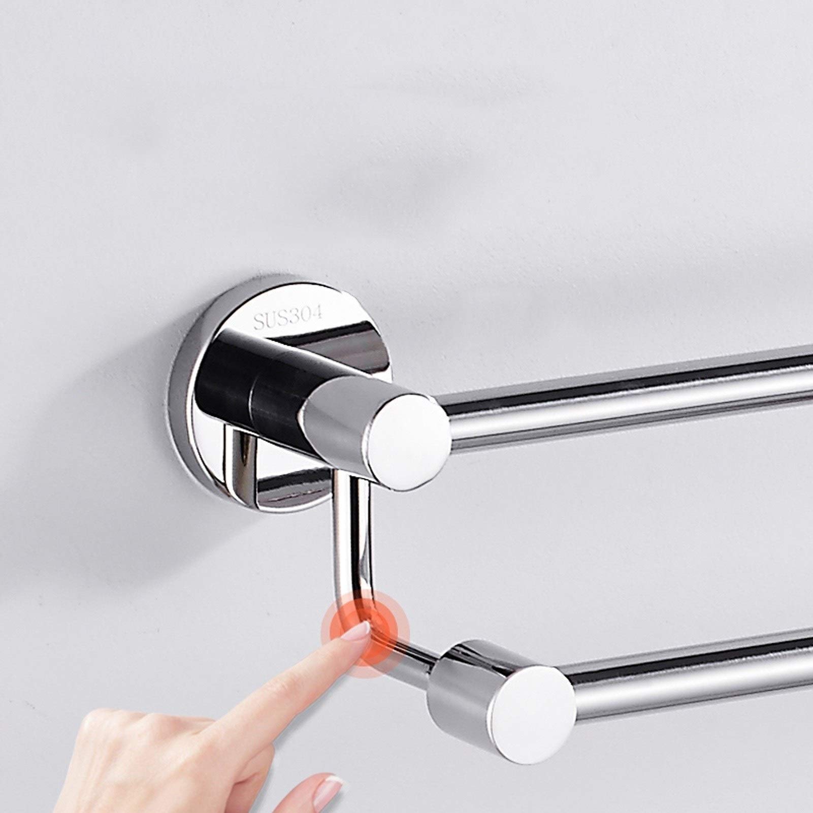 Barra de Toalla Doble de baño Sus 304 Barra de Toalla Plateada de Acero Inoxidable para baño Cocina, 40/50/60/70/80 cm (Tamaño: 50 cm)