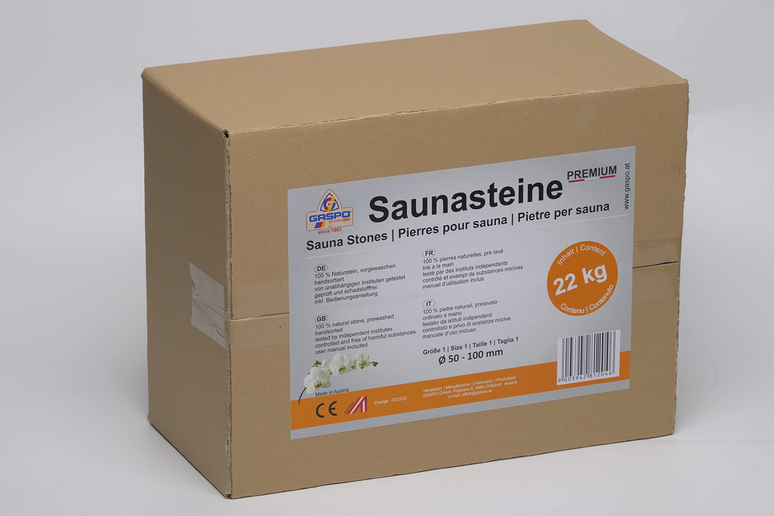 GASPO Pierres de sauna autrichiennes pour sauna, poêle à bois, électrofes et barbecues, 22 kg