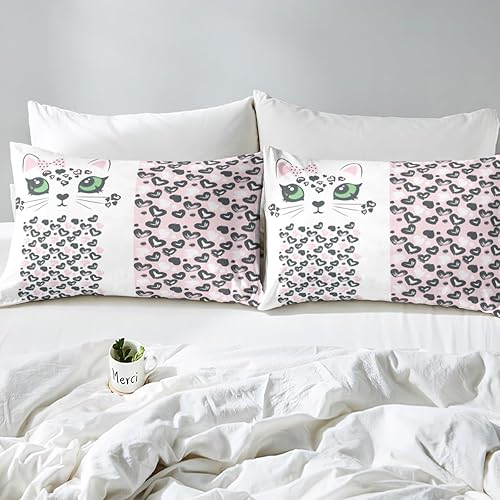 Miniatura 6 de Erosebridal Juego de ropa de cama de tamaño individual, juego de edredón con estampado de leopardo para niños, juego de edredón de piel de guepardo