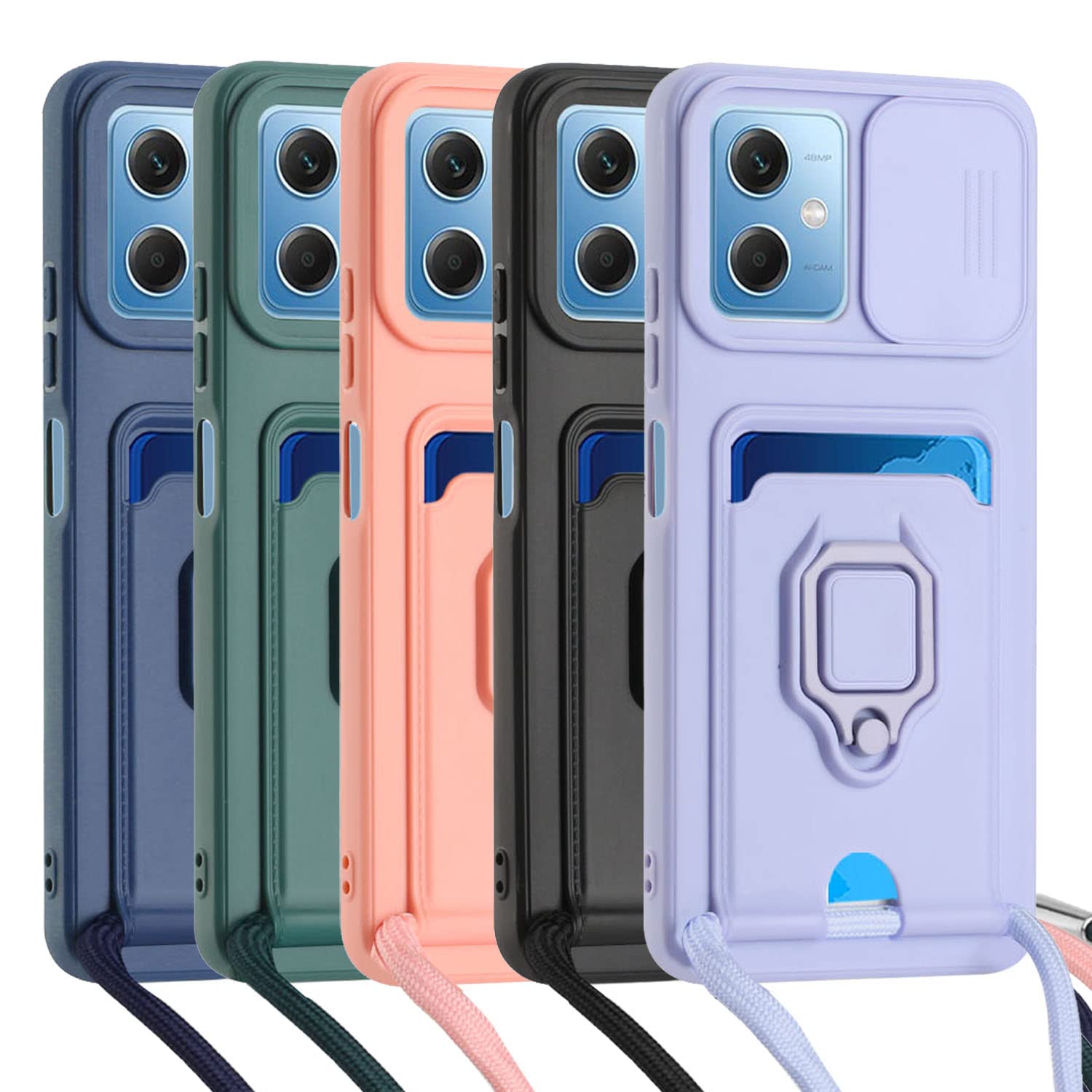 Cover Con Supporto Per Xiaomi Redmi Note 12 5G / Poco X5 – Retro Opaco Traslucido Blu, Anello Metallico 360° E Vetro Temperato Incluso - 2