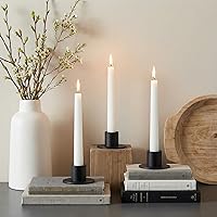 Vista 9 de ZENFUN Juego de 10 portavelas cónicos, portavelas negro hierro a granel, centro de mesa a granel, portavelas negro mate para decoración del hogar