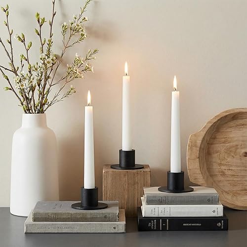 Miniatura 9 de ZENFUN Juego de 10 portavelas cónicos, portavelas negro hierro a granel, centro de mesa a granel, portavelas negro mate para decoración del hogar