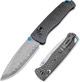 HUAAO Damascus Pocket Knives for Men, Axis Lock Folding Knife, Carbon Fiber Handle with Pocket Clip, Cool Hunting Knives Gifts for Men EDC - HUAAO