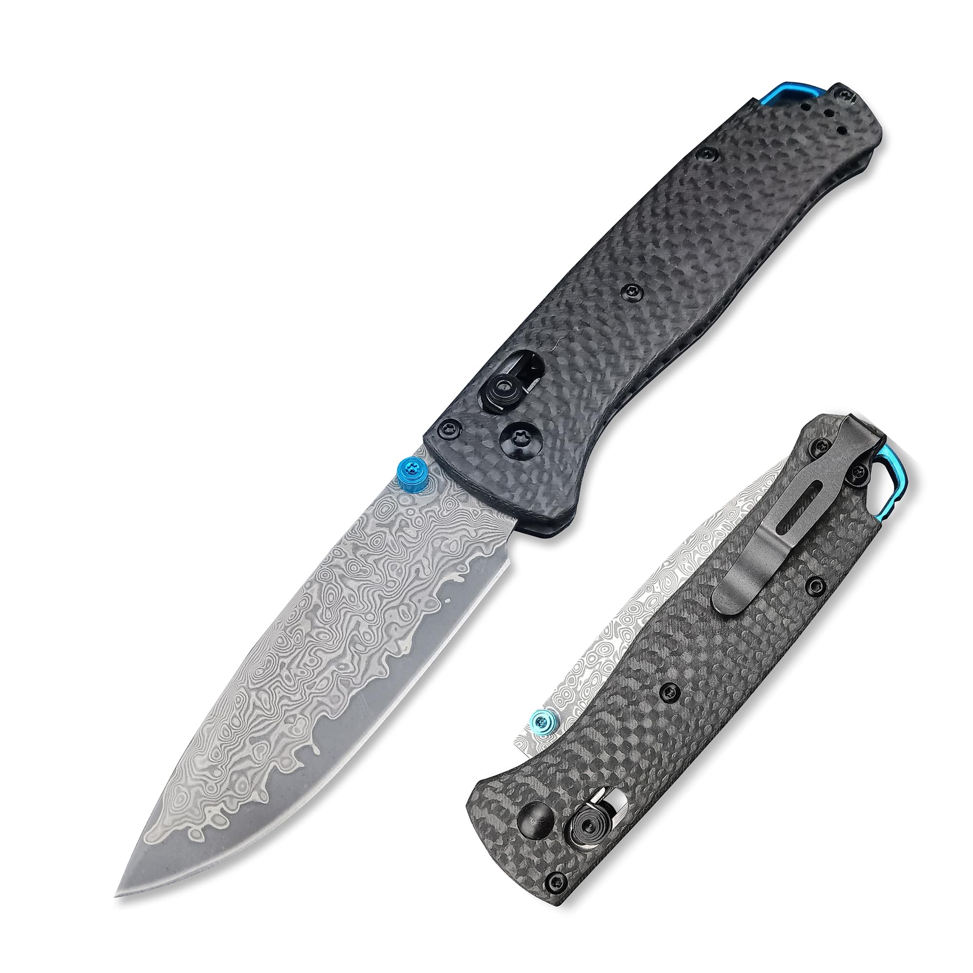 HUAAO Damascus Pocket Knives for Men, Folding Knife, Carbon Fiber Handle with Pocket Clip, Cool Hunting Knives Gifts for Men EDC