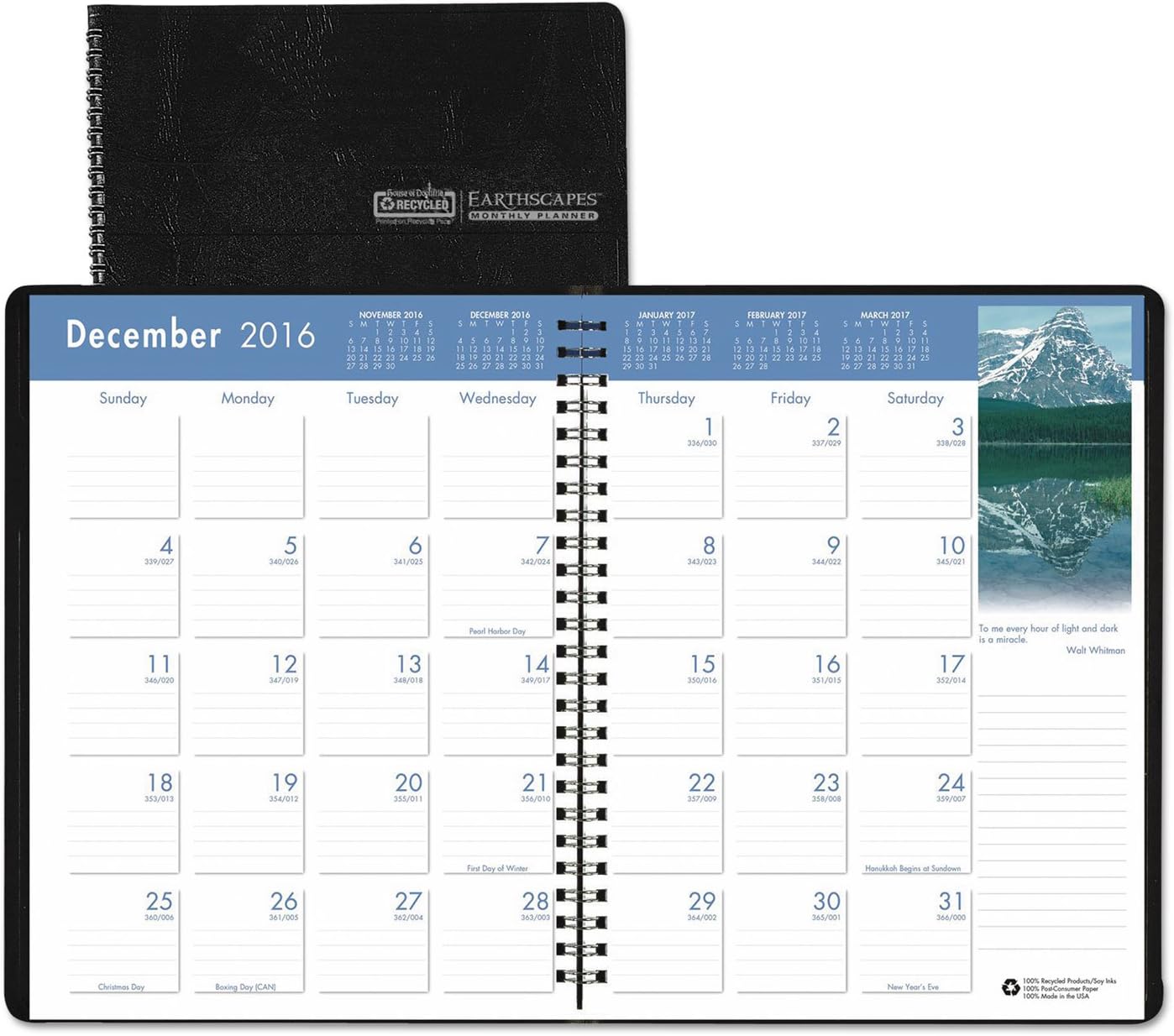 House of Doolittle 2018 Weekly/Monthly Planner Calendar, Earthscapes, Tabbed, Black, 8.5 x 11 Inches, January - December (HOD27302-18)