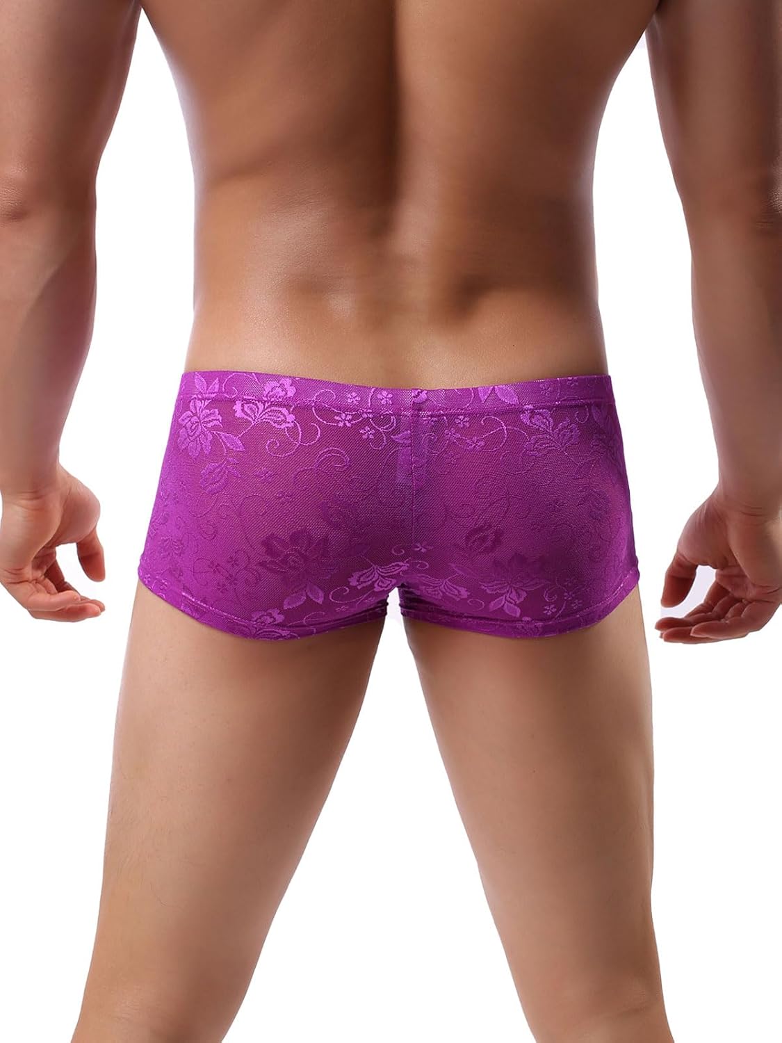 Summer Code Men's Lace Boxer Briefs Sheer Breathable Trunk Underwear Mesh Bulge Enhancing Pouch Underwear Soft Underpants - Image 5