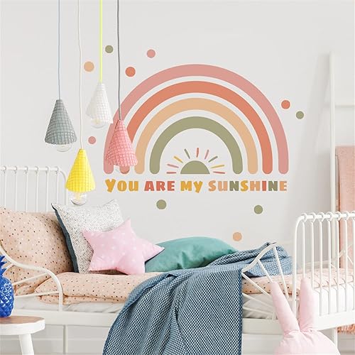 Miniatura 3 de Calcomanías de pared de acuarela arco iris grandes palabras inspiradoras de arcoíris calcomanías de pared extraíbles coloridas para pared