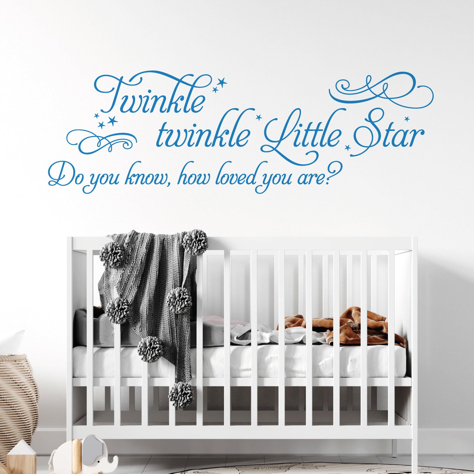 Twinkle Twinkle Little Star, do You Know How Loved You are?... - Baby Nursery Wall Art Sticker [Large] [Ocean]
