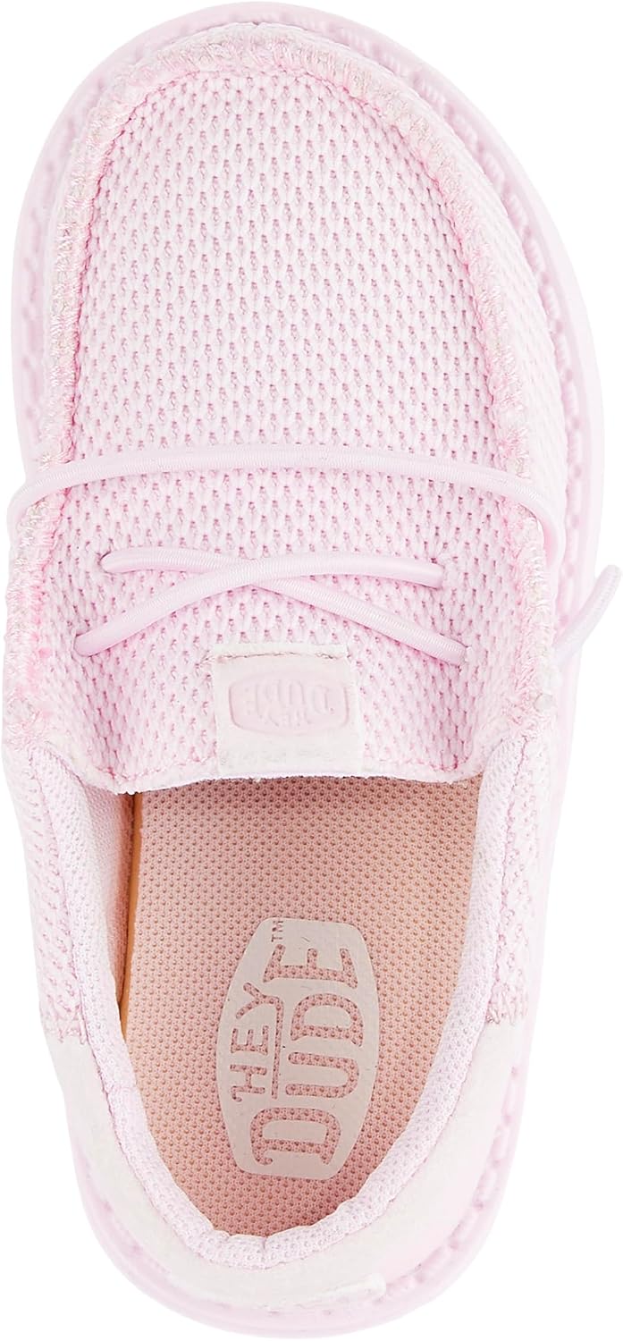 HEYDUDE Unisex Toddler Wally Funk Mono Slip On Shoe, Light Pink Size 10 | Lightweight Textile Loafer with Elastic Laces & Foam Insole