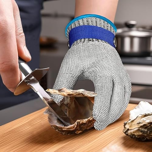 Miniatura 4 de Guantes de malla de malla de acero inoxidable de nivel 9 para cortar ostras Shucking Chopping Butcher