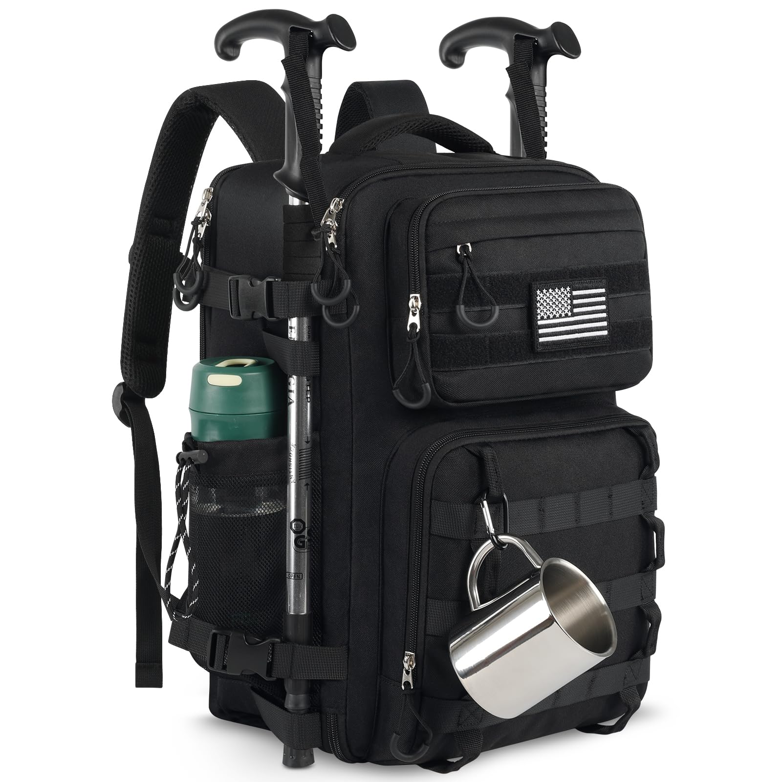 Military Tactical Backpack for Men 25L Large Heavy Duty Backpacks Molle Army 3 Days Assault Pack Bug out Rucksack Water Resistant Hiking Camping Travel Bag Black