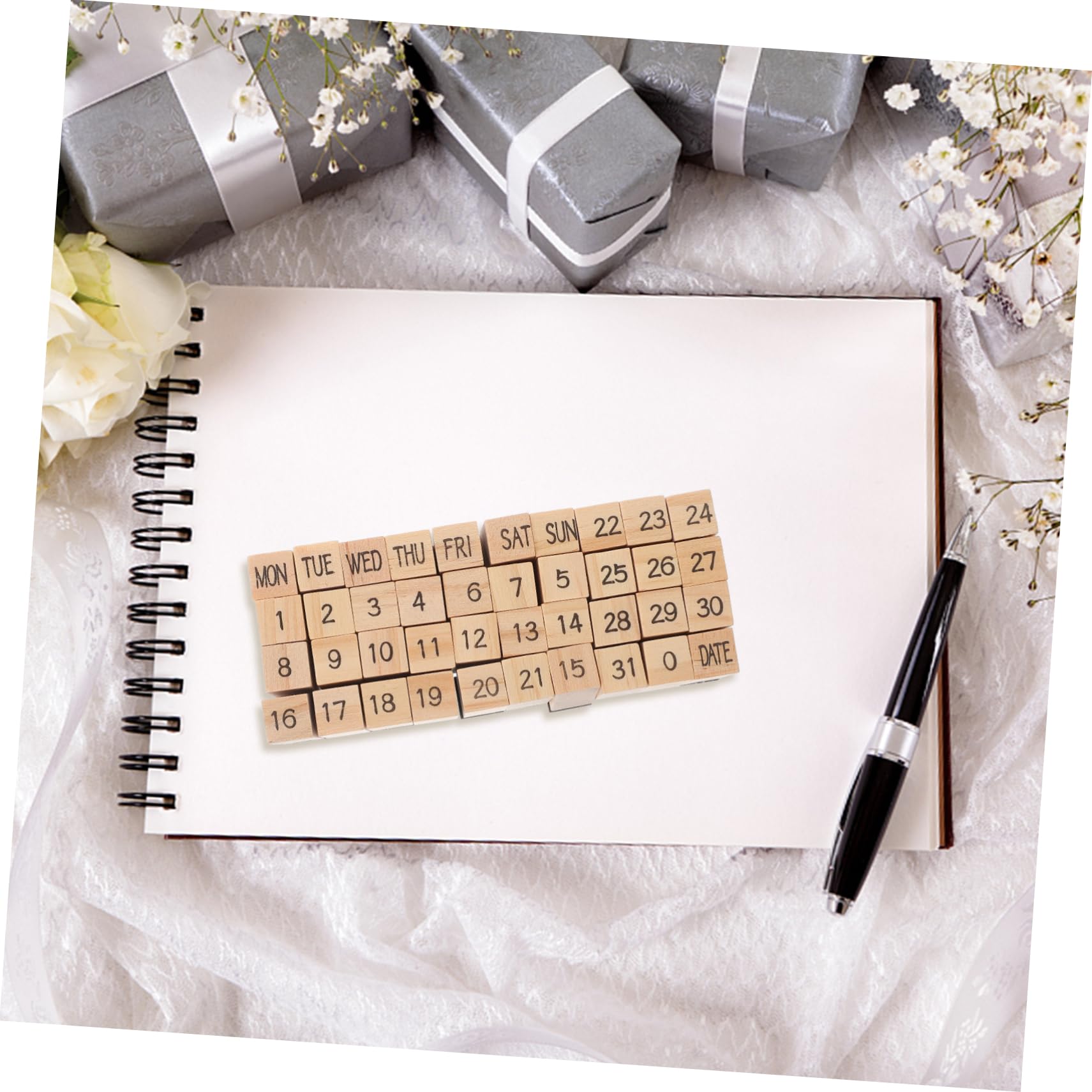 NUOBESTY 5sätze Holzstempel Teiliges Stempelset Mit Wochennummern Und Monaten Dekorative Holzstempel Für Scrapbooking Karten Und Tagebuchgestaltung