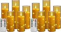 Vista 8 de Da by Velas sin llama parpadeantes con control remoto, velas LED acrílicas con cadena de estrellas incorporada, velas que funcionan