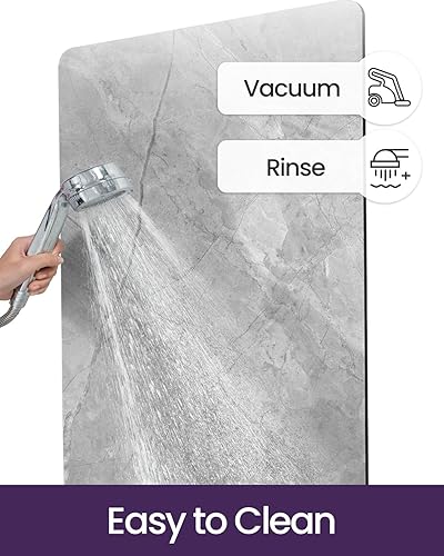 Miniatura 9 de DEXI Tapete de baño de 16 x 24 pulgadas, antideslizante, de secado rápido, súper absorbente, ultrafino, tapete de baño de mármol, tapetes de goma