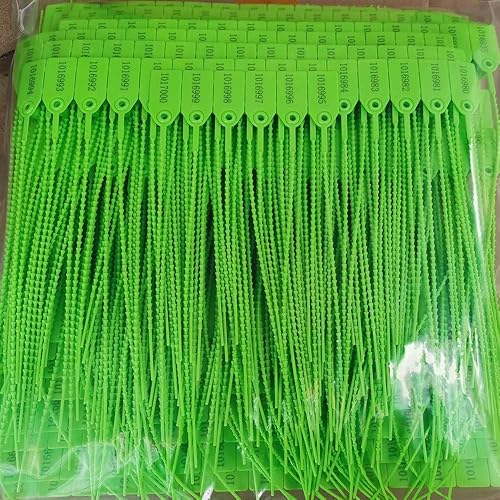 Miniatura 6 de Etiquetas de seguridad de plástico verde numeradas a prueba de manipulaciones, cierres automáticos de 9.84 pulgadas de longitud, paquete de 500