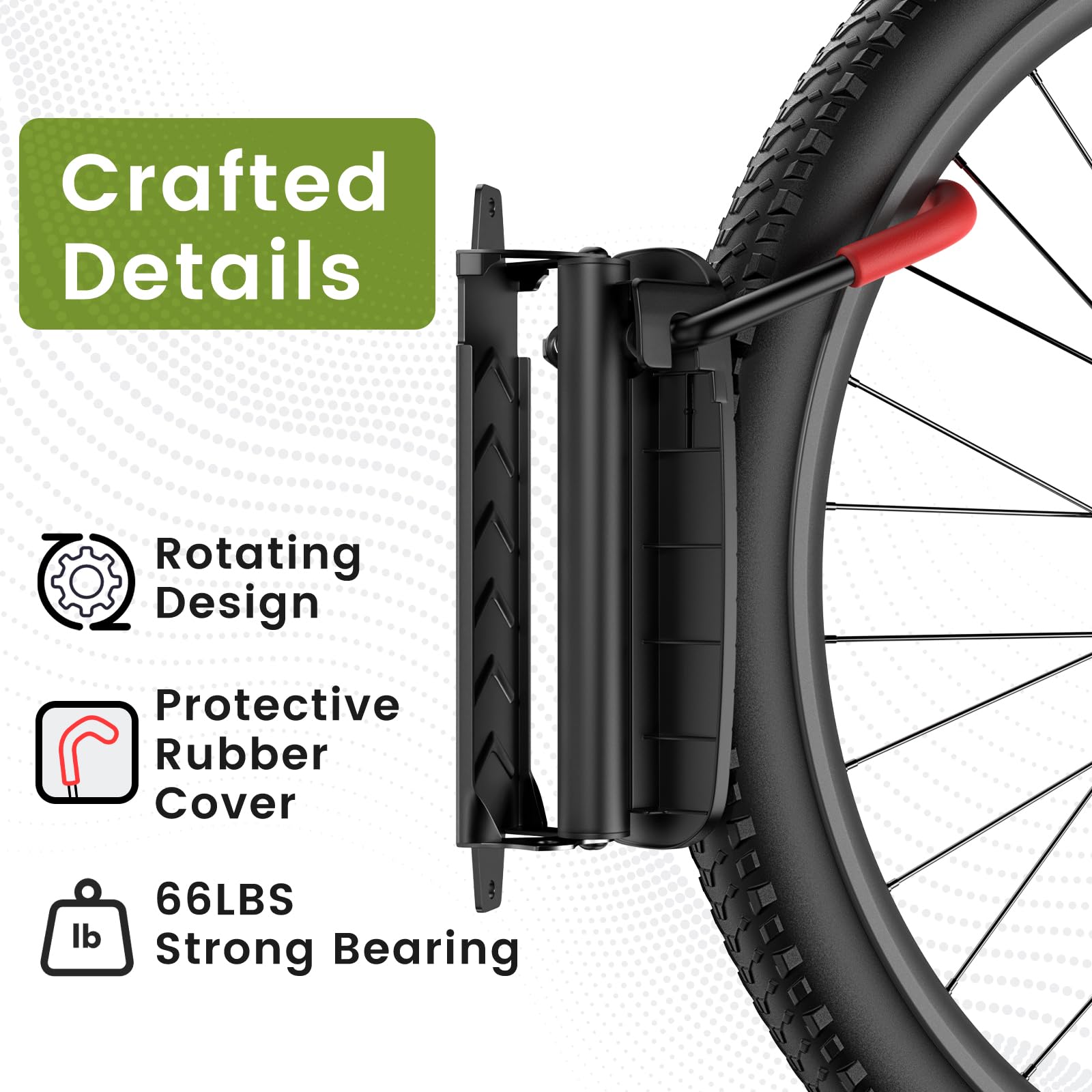 Housolution Drehbare Fahrrad-Wandhalterung, Vertikaler Fahrradaufhänger für die Garage, Mountainbike-Wandhalterungen, Fahrrad-Aufbewahrungsständer für die Garage, hält bis zu 66lbs (4 Stück)