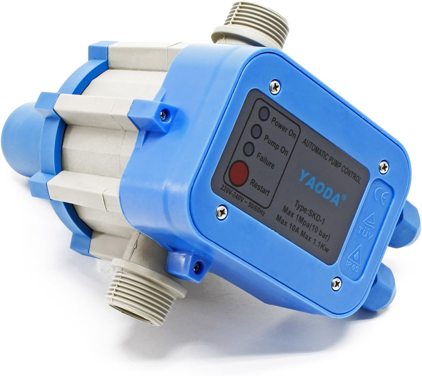 Druckschichter Wasserpumpe 10 Bar - Mit Trockenlaufschutz Für Hauswasserwerk & Garten