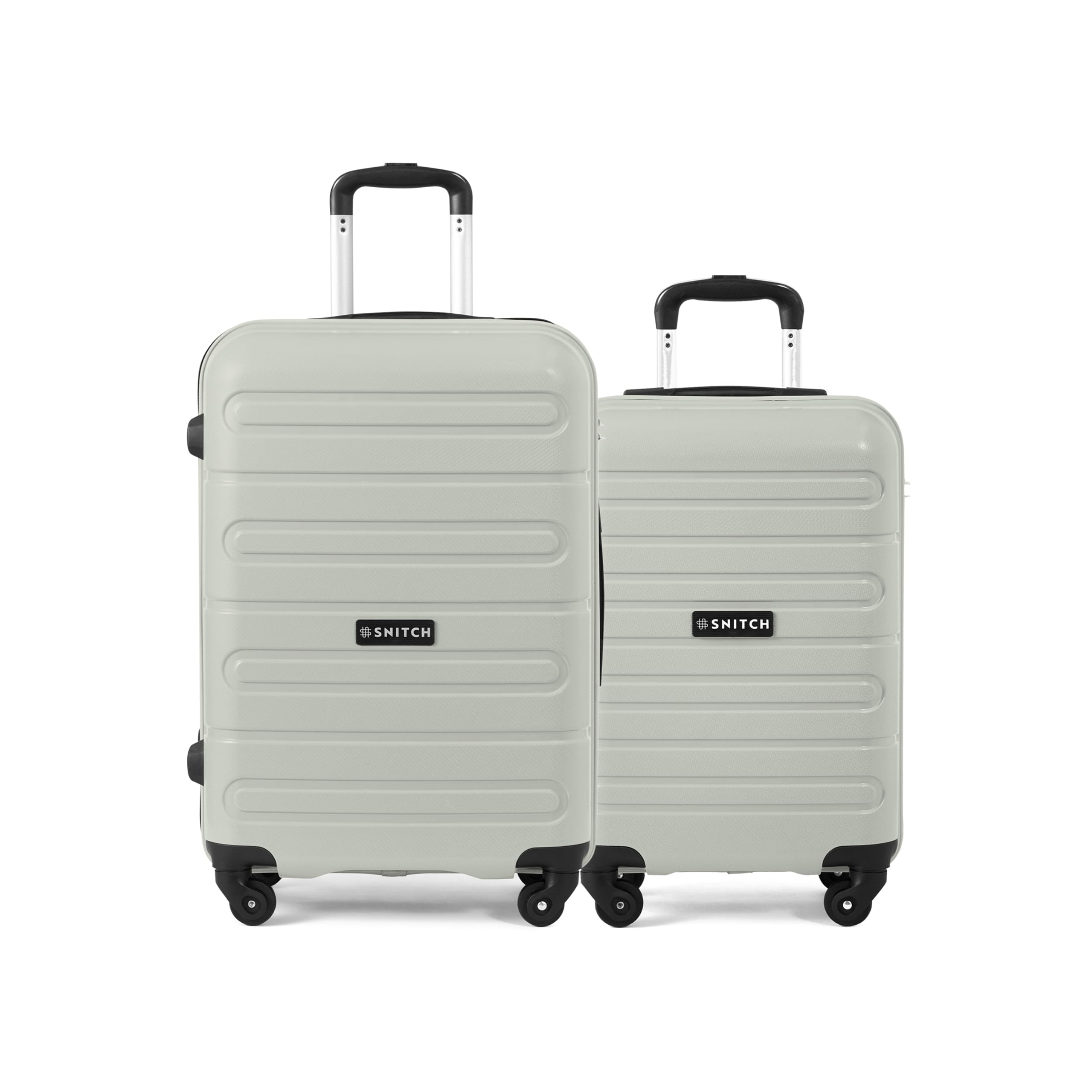 SNITCH Loop 2Pc Set Grey Polypropylene Hard Travel Suitcase - Trolley Bag Set of 2 & Luggage with 4 Wheels, Secure Lock & Free Shoe Bag