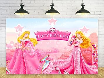 Princess Backdrop for Birthday Party Decorations, Princess Background for Baby Shower Party Cake Table Decorations Supplies, Banner, 5x3ft