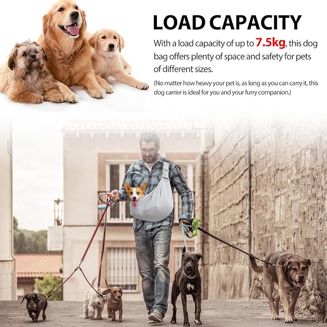 Foto 5 de 7 de LEKEFETO Bolsa de transporte para perros, correa ajustable para el hombro, para mascotas, perros pequeños