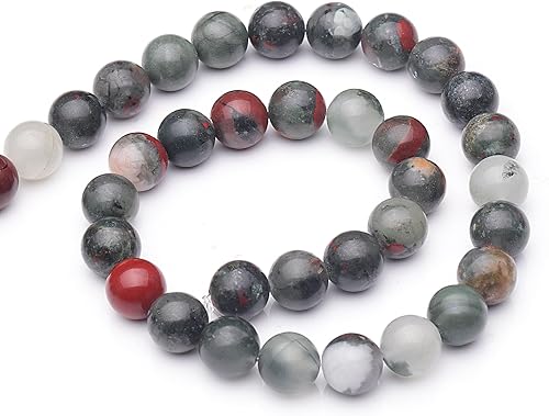 Miniatura 4 de Youngbling Cuentas de piedras preciosas naturales para la fabricación de joyas, cuentas de piedra de sangre africana pulidas redondas lisas de 0.315