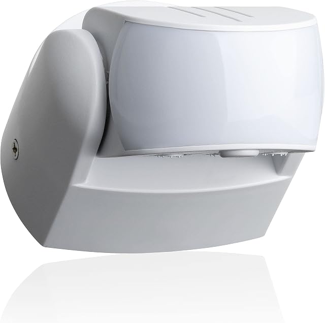 SEBSON Motion Sensor Outdoor IP65, Surface Wall mounted, HF Sensor, LED suitable, Range 15m / 180°, Programmable, Swivelling, max. 1200/300W