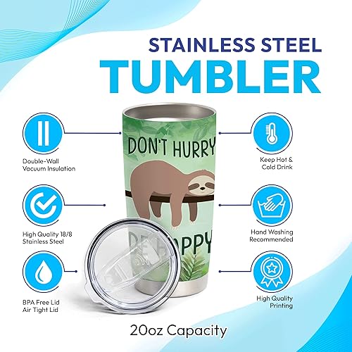 Miniatura 10 de Hyturtle Regalos personalizados para los amantes de los perezosos, vaso de acero inoxidable con nombre personalizado de 20 onzas con tapa, idea de