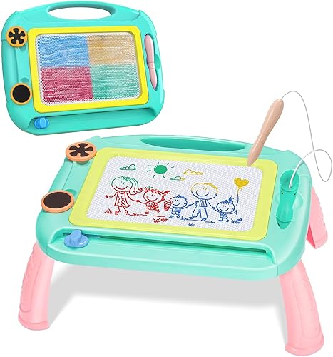 Panshi Tablero de dibujo magnético para niños de 2, 3, 4, 5, 6 años, mesa de garabatos de escritura magnética borrable para niños de 2 a 6 años,