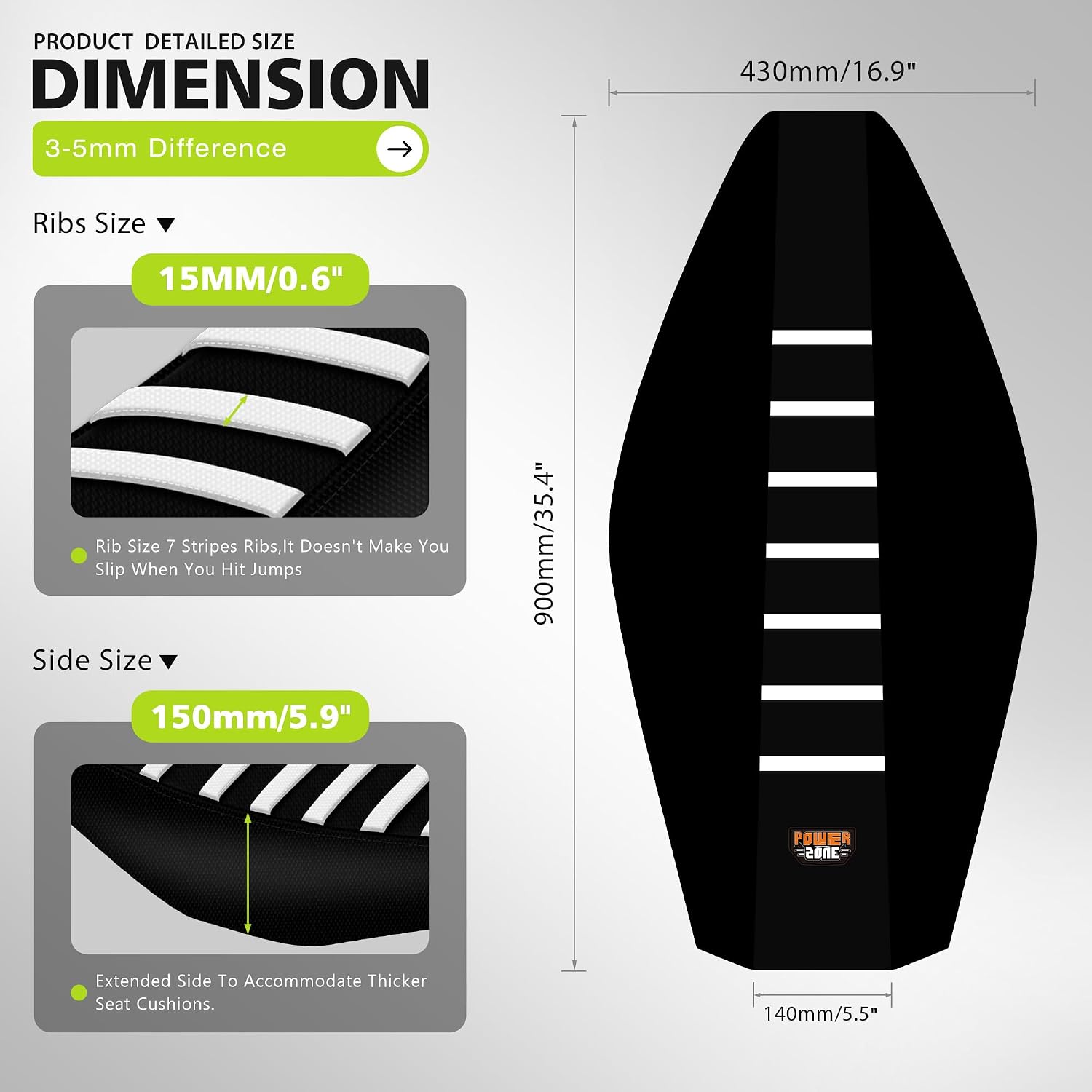 Dirt Bike Seat Cover for Surron SUR Ron Ultra Bee, Non-Slip Motorcycle Electric Bike Seat Protector (Black-White)