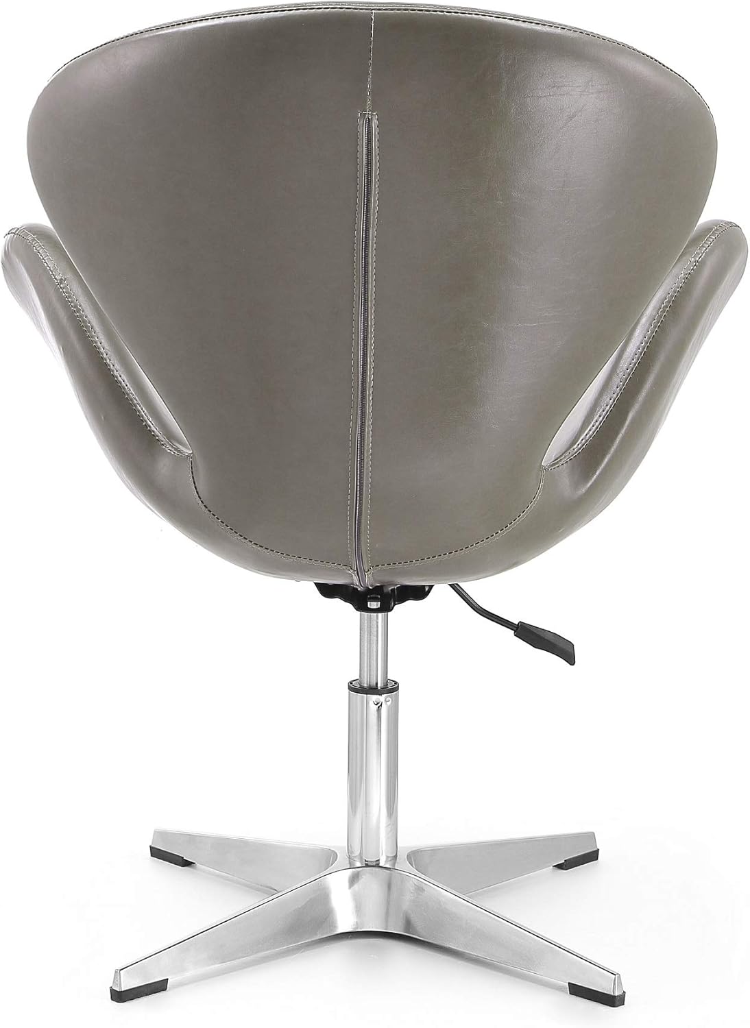 Manhattan Comfort Raspberry Adjustable Swivel Accent Chair Set of 2 with 360° Turn, Polished Chrome Base, Modern Retro Design, Ideal for Living Room and Home Office, Pebble Faux Leather