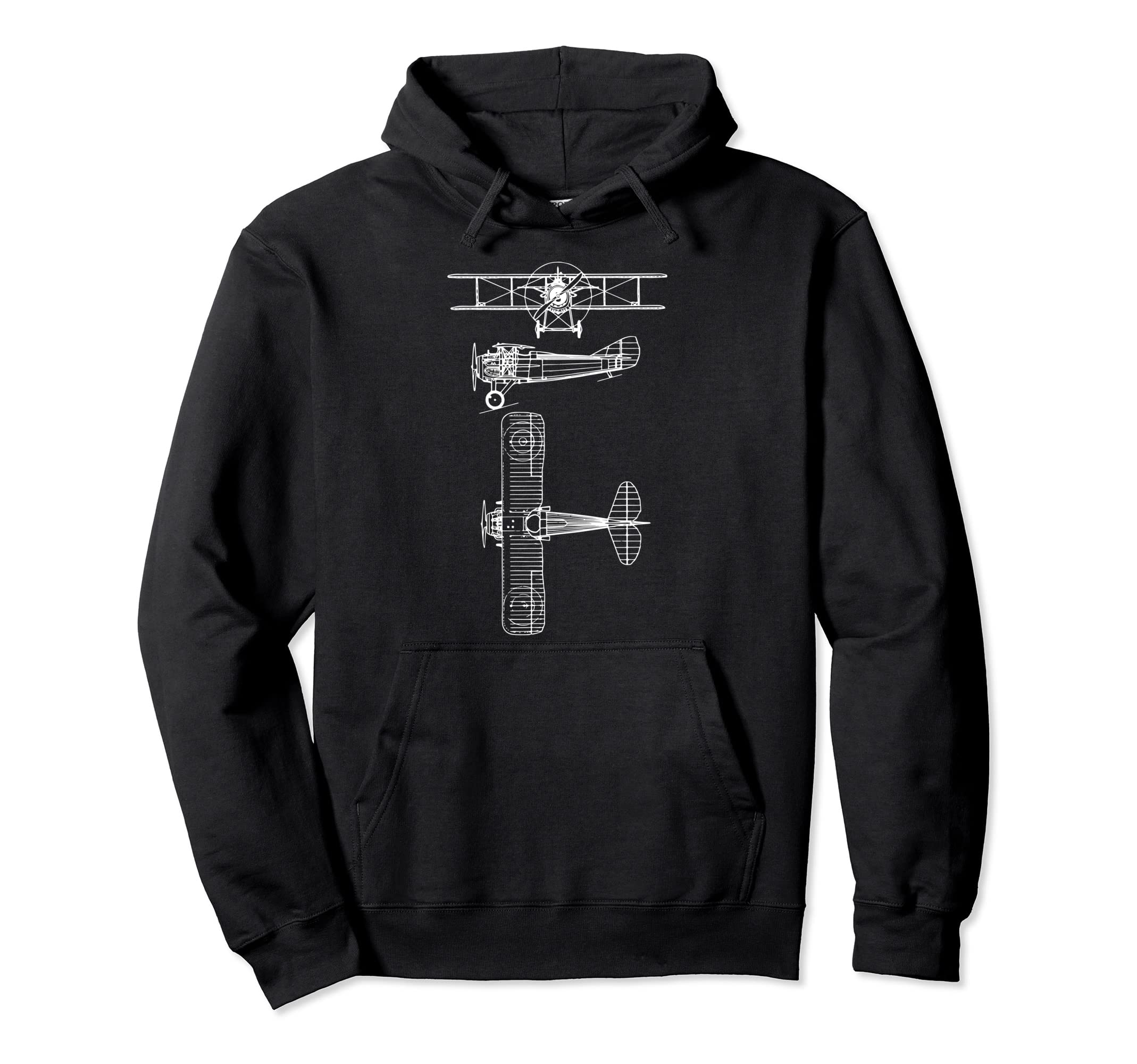 S.XIII French WW1 Plane Warbird Blueprint Schematics Diagram Pullover Hoodie