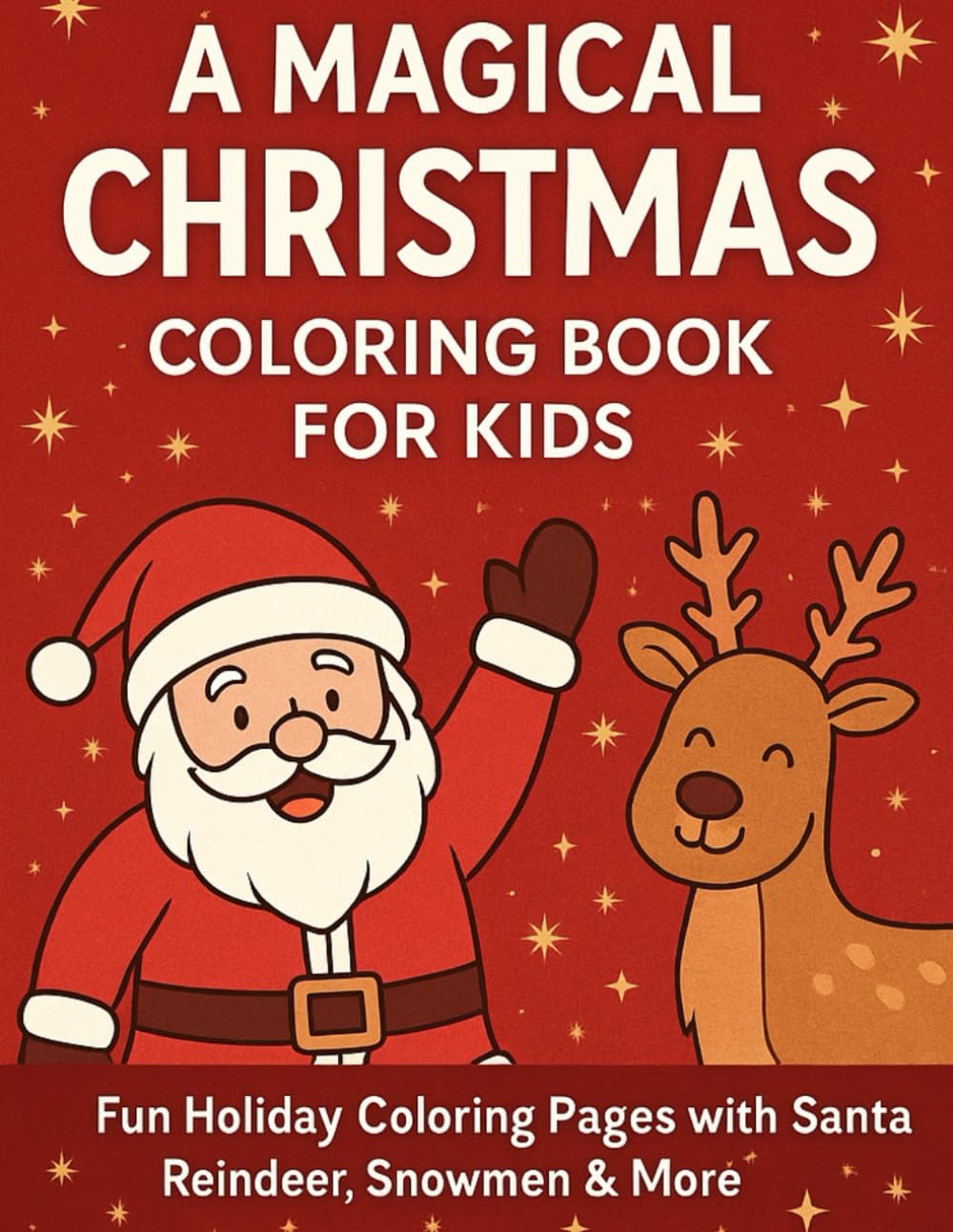 A Magical Christmas Coloring Book For Kids: Fun Holiday Coloring Pages with Santa Reindeer, Snowmen & More