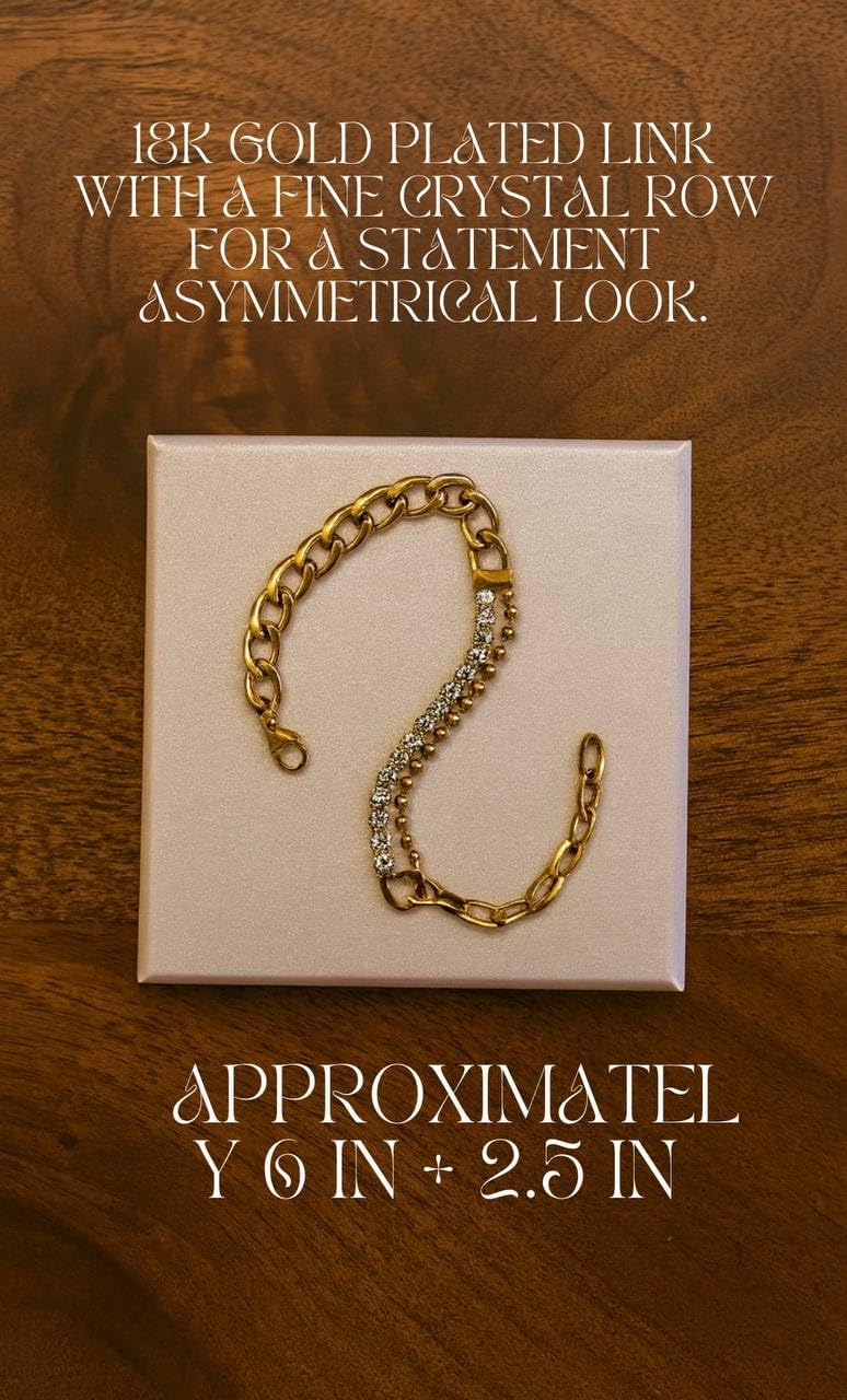 18K Gold Plated Chain Bracelet for Women – Adjustable Layered Link Bracelet in Stainless Steel with Zircon Crystals – Dainty Chunky Gold Jewelry – Fashion Accessories Gift for Her, Wife, Mom - Image 5