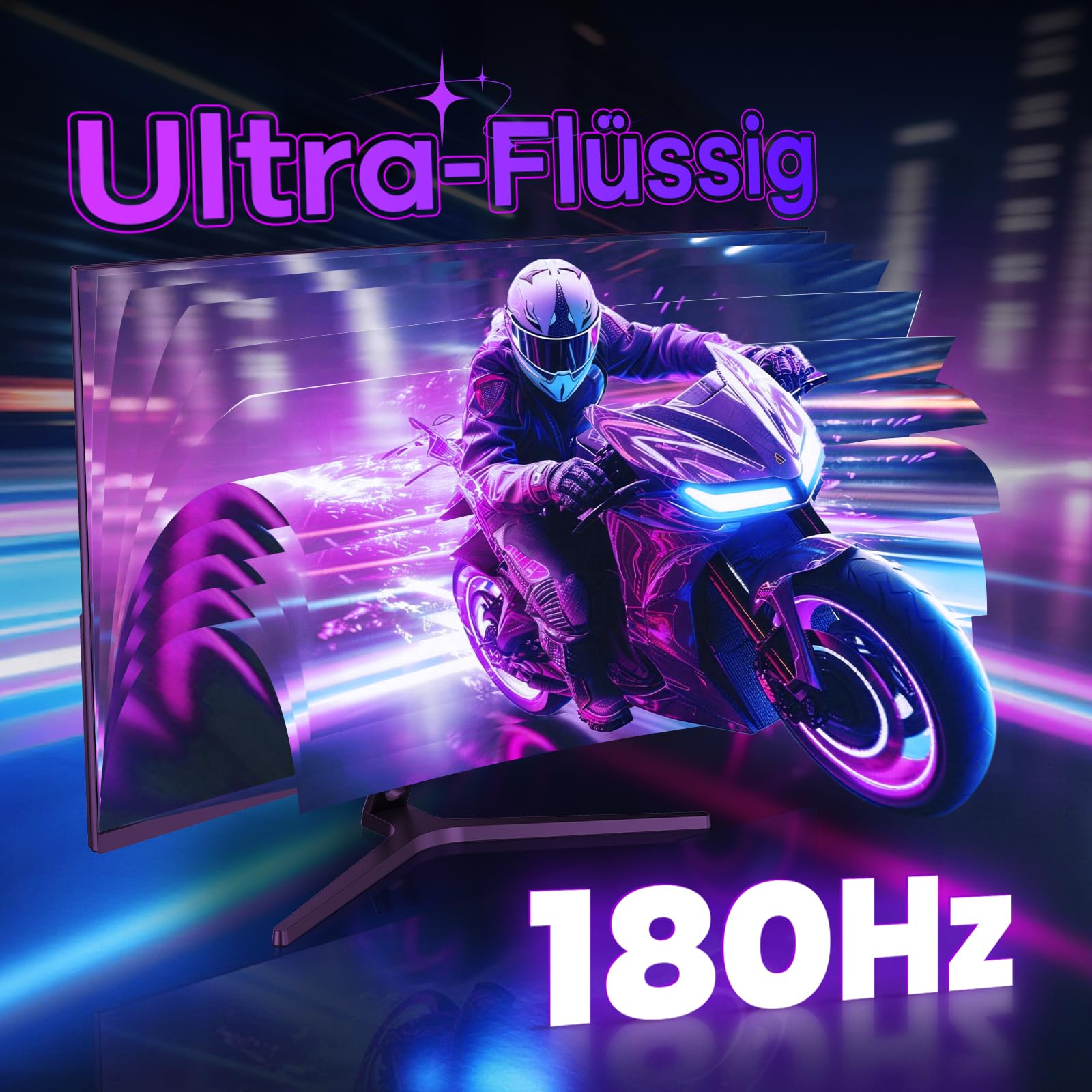 Amzfast Gaming Monitor 32 Zoll Curved – 180Hz, 2K QHD 2560x1440,1ms MPRT