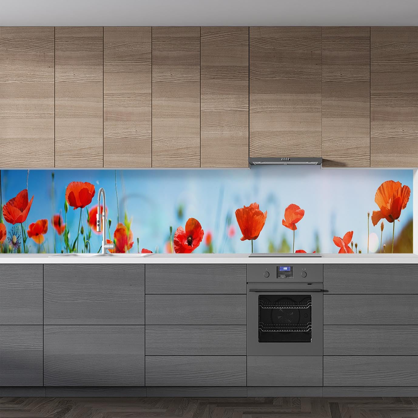 Mutfak Tezgah Arası Folyo Fayans Kaplama Folyosu Gelincikler 60x100 CM