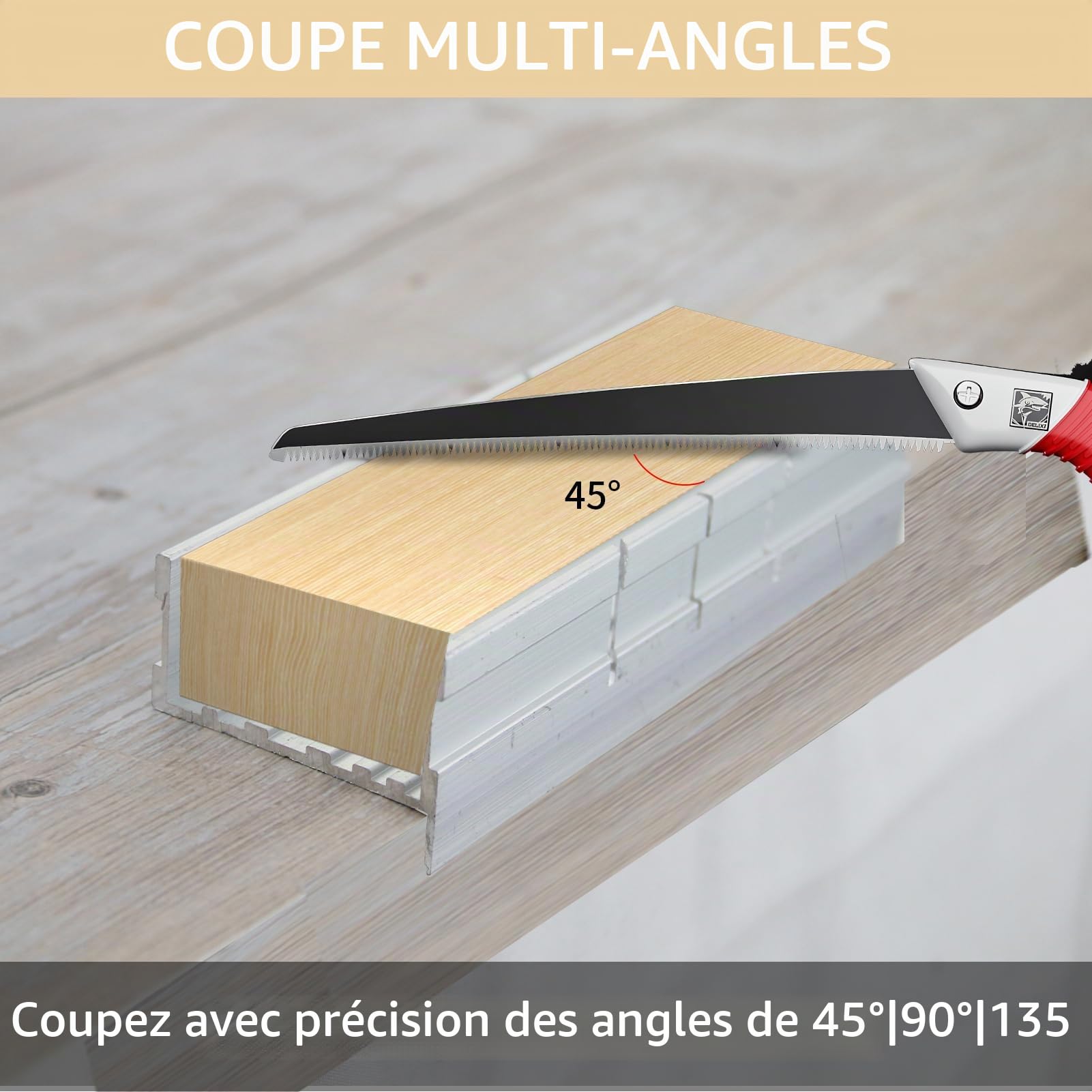 Boîte à onglets en métal en aluminium de 13,5 cm - Guide de coupe précis avec 3 angles de 45 - 90 - 135 degrés - Pour scie manuelle et scie à main - Coupe du bois et des métaux mous