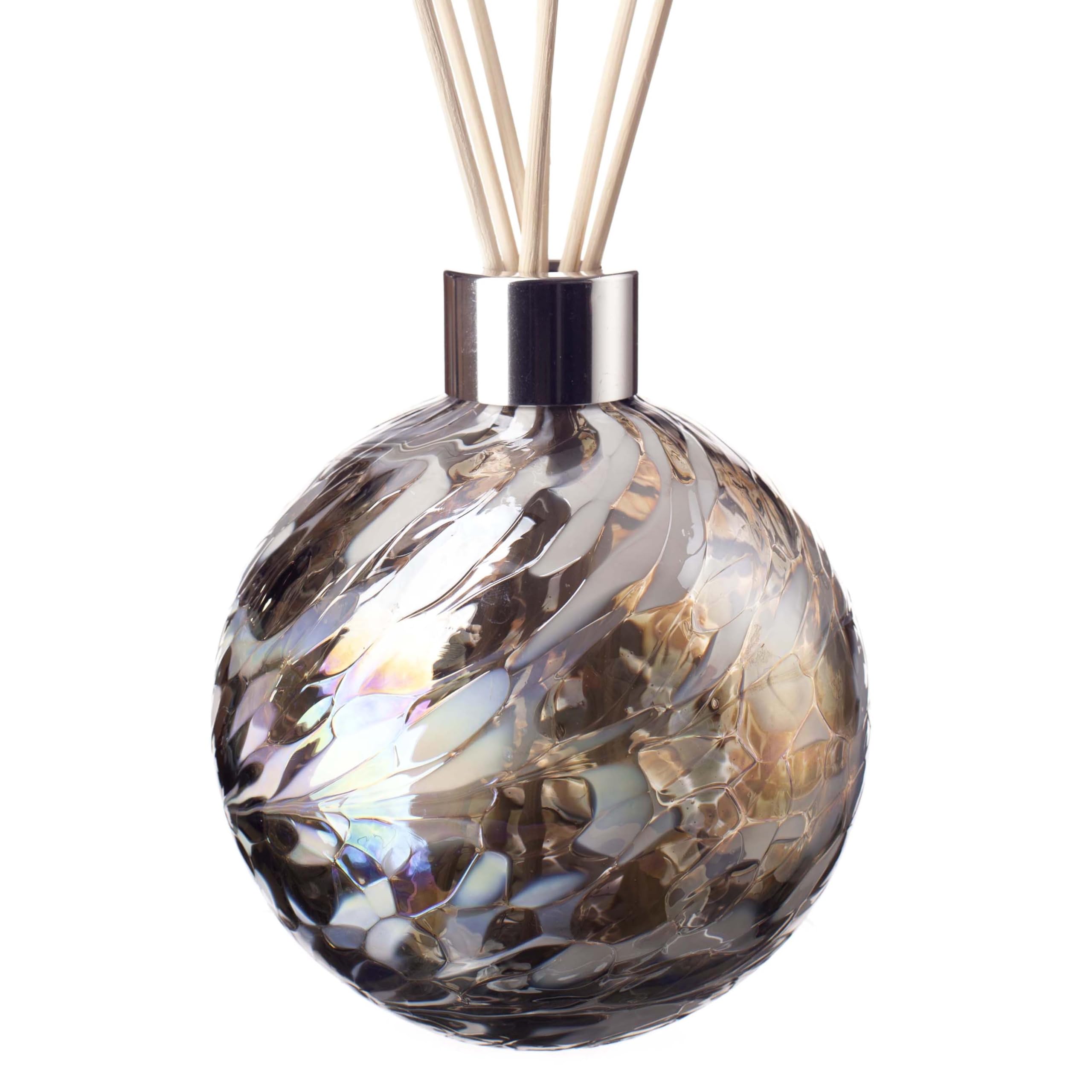 Amelia Art Glass Reed Diffuser Sphere - Silver & White