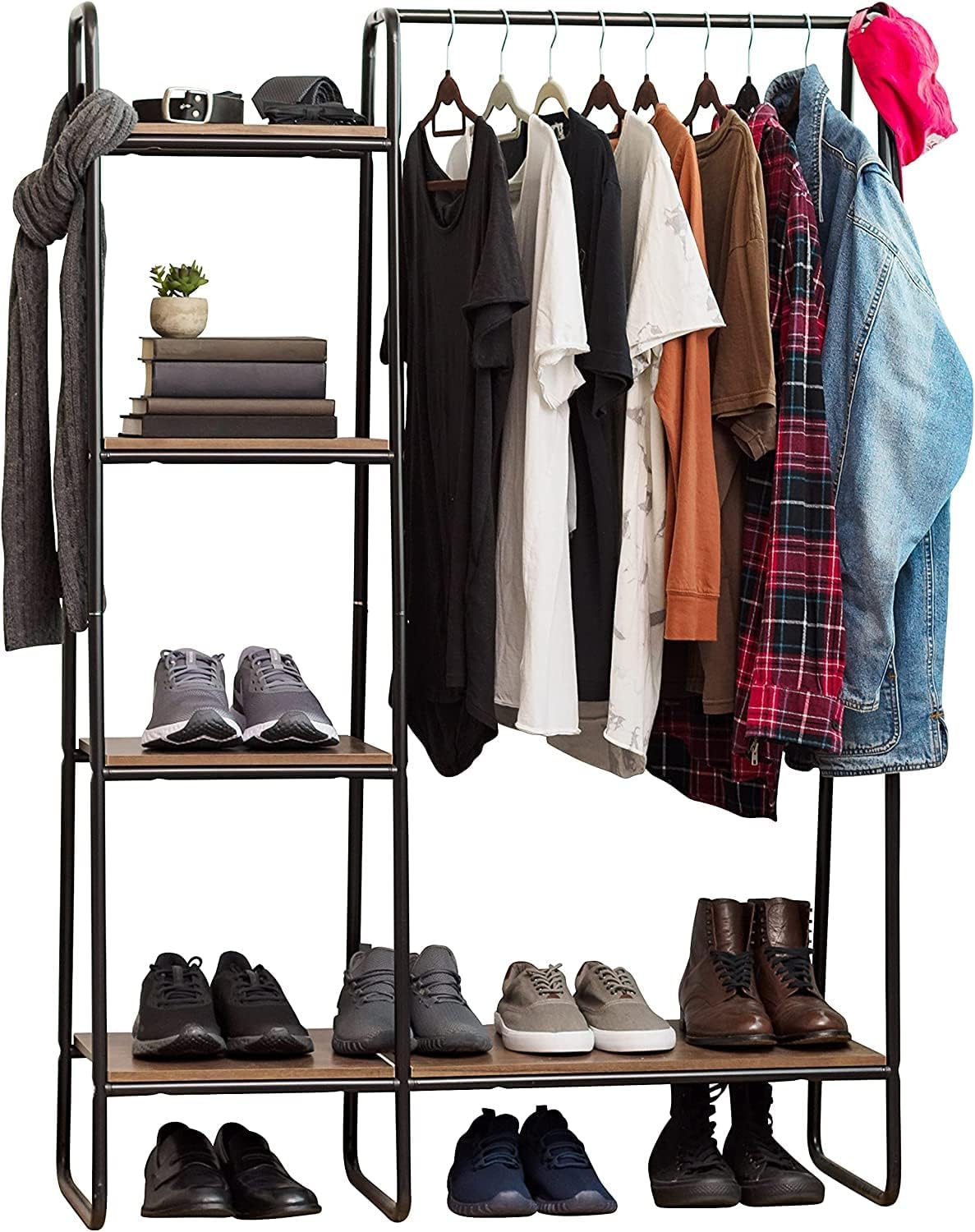 Clothing Rack, Clothes Rack with 3 Wood Shelves
