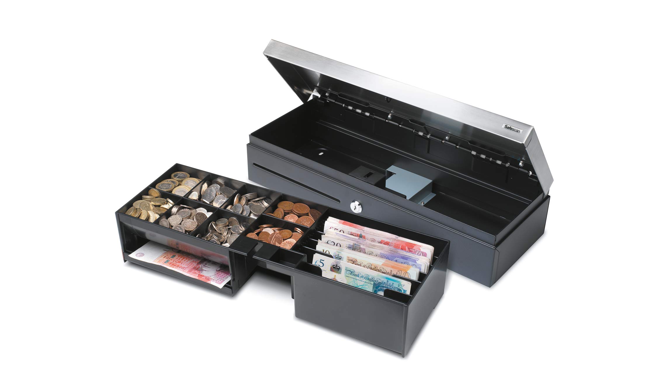 Safescan 4617T Gaveta ajustable para organizar el cajón portamonedas - Gaveta caja dinero con 6 apartados para billetes y 8 para monedas - Compatible con el cajón portamonedas Safescan SD-4617S